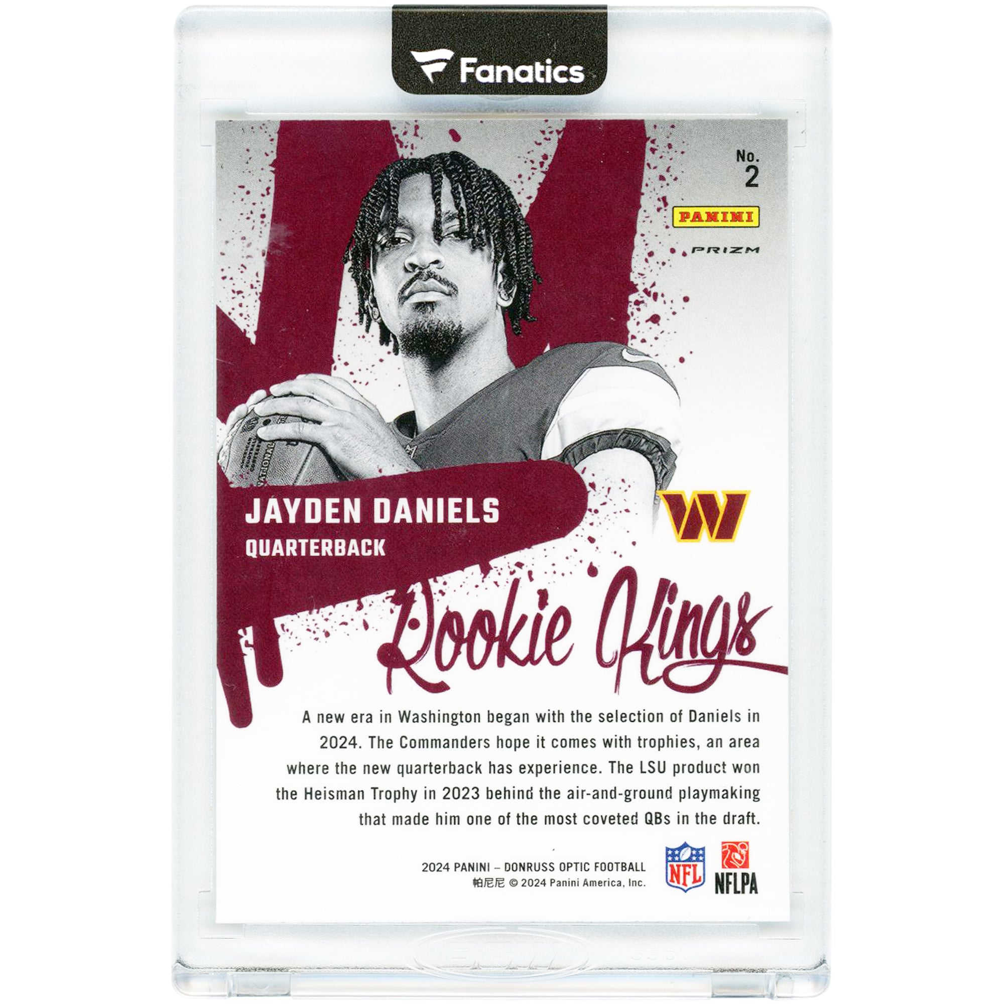 Jayden Daniels Washington Commanders 2024 Panini Donruss Optic Rookie Kings Case Hit #2 Rookie Card