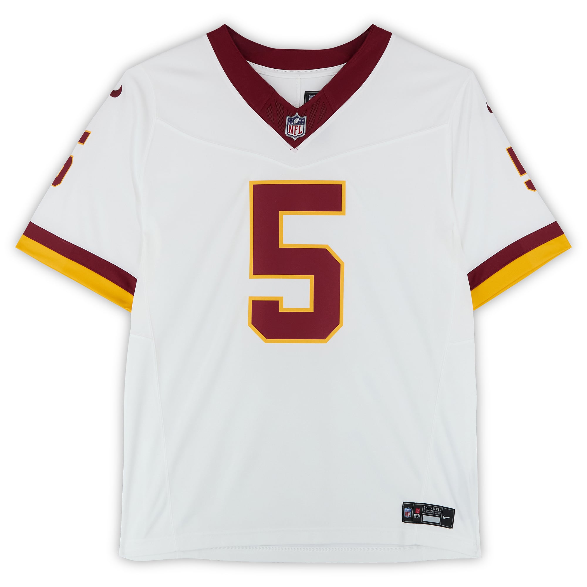 Maillot Nike Vapor Fuse Limited blanc autographié par Jayden Daniels des Washington Commanders (édition alternative 2025).