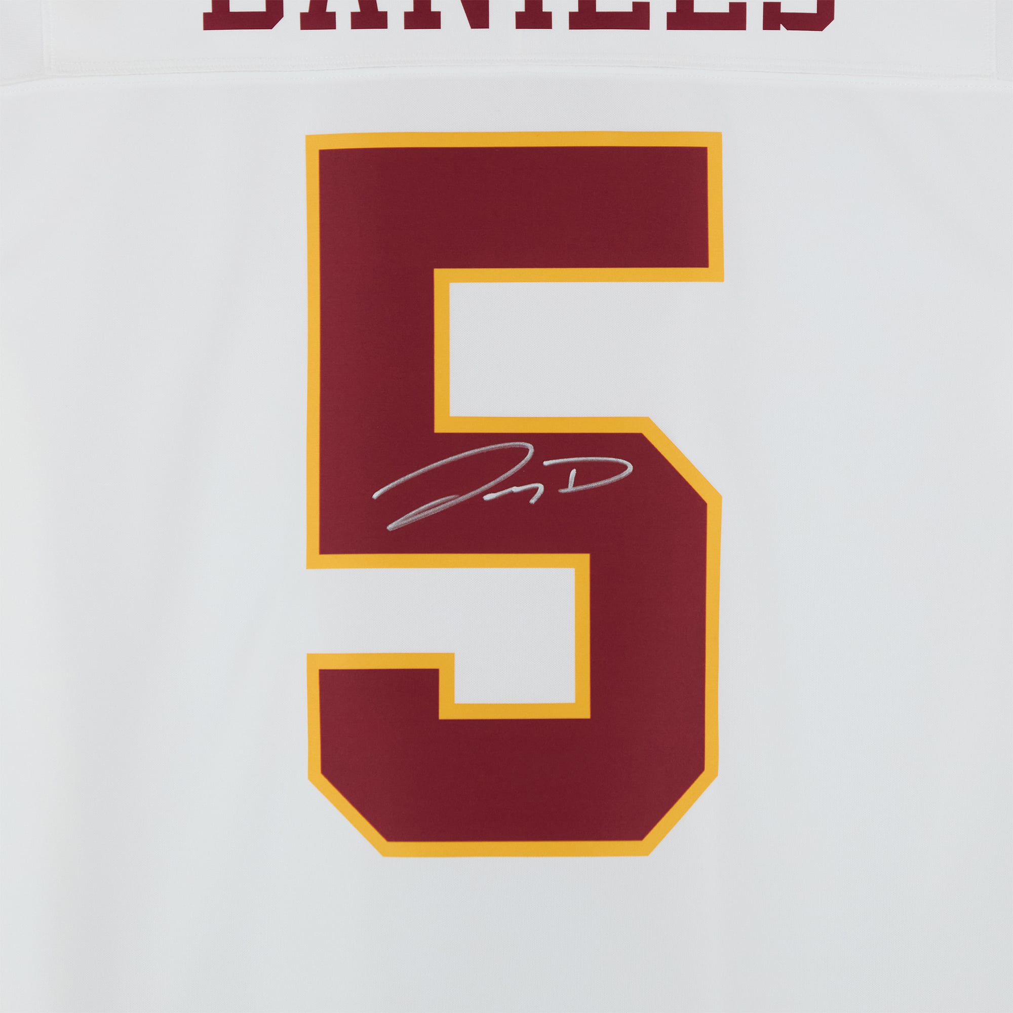 Maillot Nike Vapor Fuse Limited blanc autographié par Jayden Daniels des Washington Commanders (édition alternative 2025).