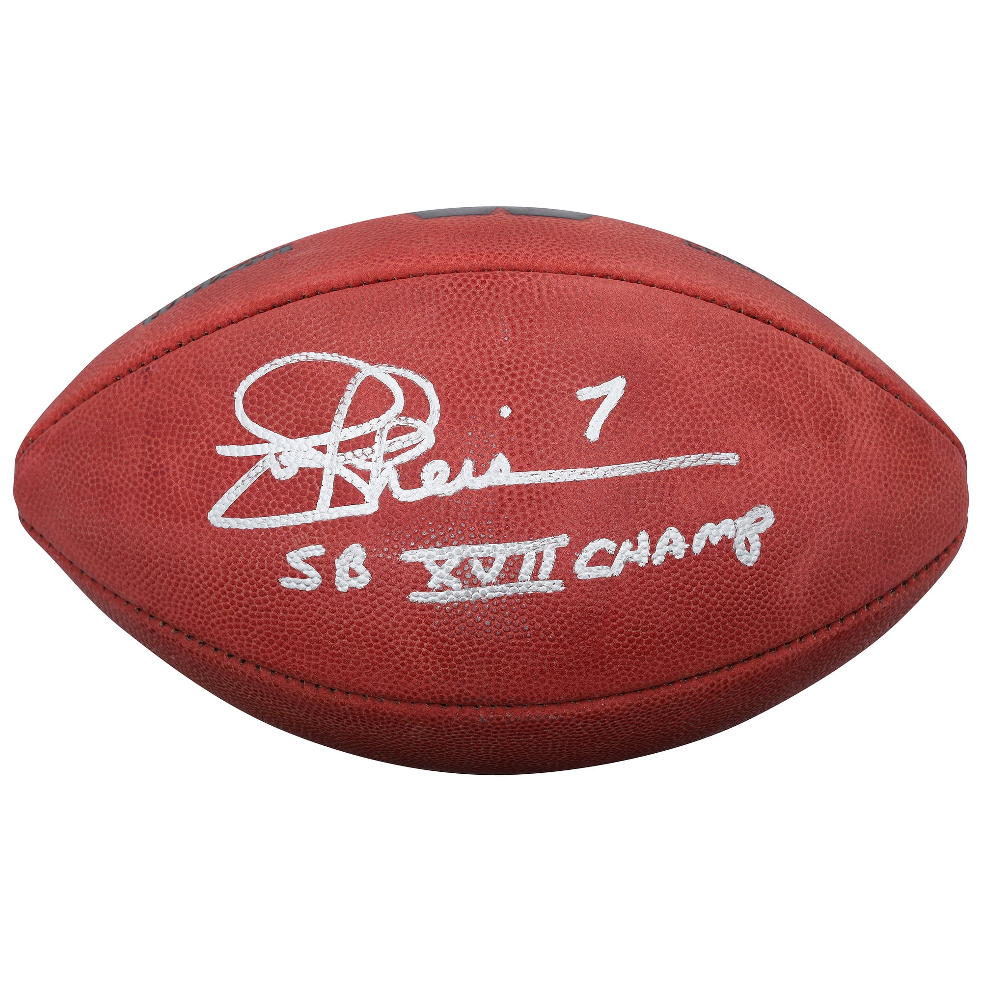 Joe Theismann Washington Commanders Autographed Wilson Duke Metallic Silver Football with "SB XVII Champs" Inscription