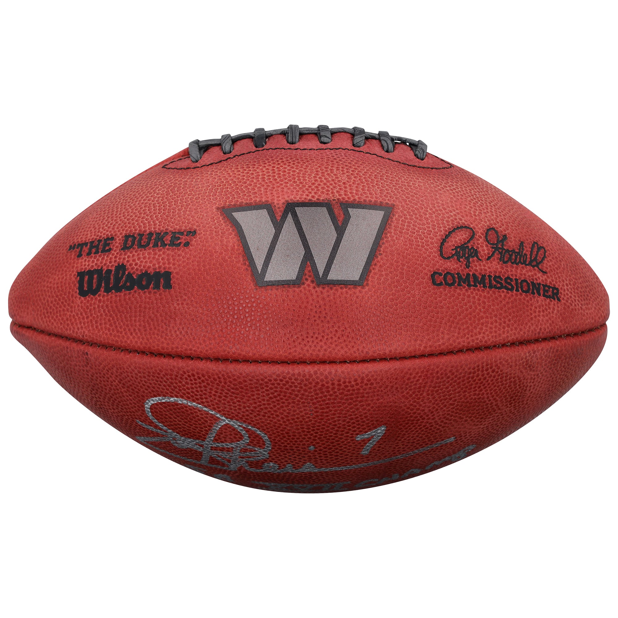 Joe Theismann Washington Commanders Autographed Wilson Duke Metallic Silver Football with "SB XVII Champs" Inscription