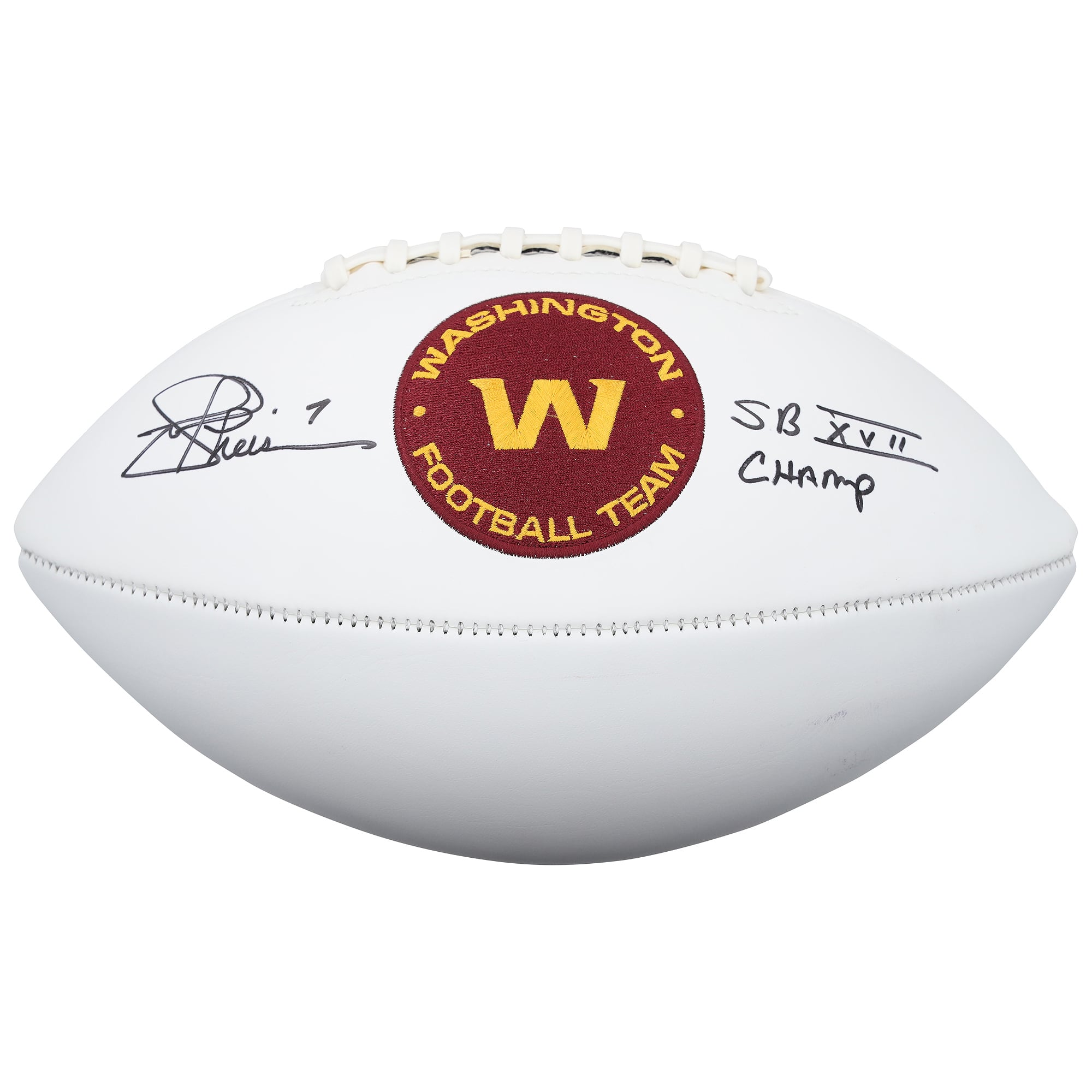 Joe Theismann Washington Commanders Autographed Wilson White Panel Football with "SB XVII Champs" Inscription