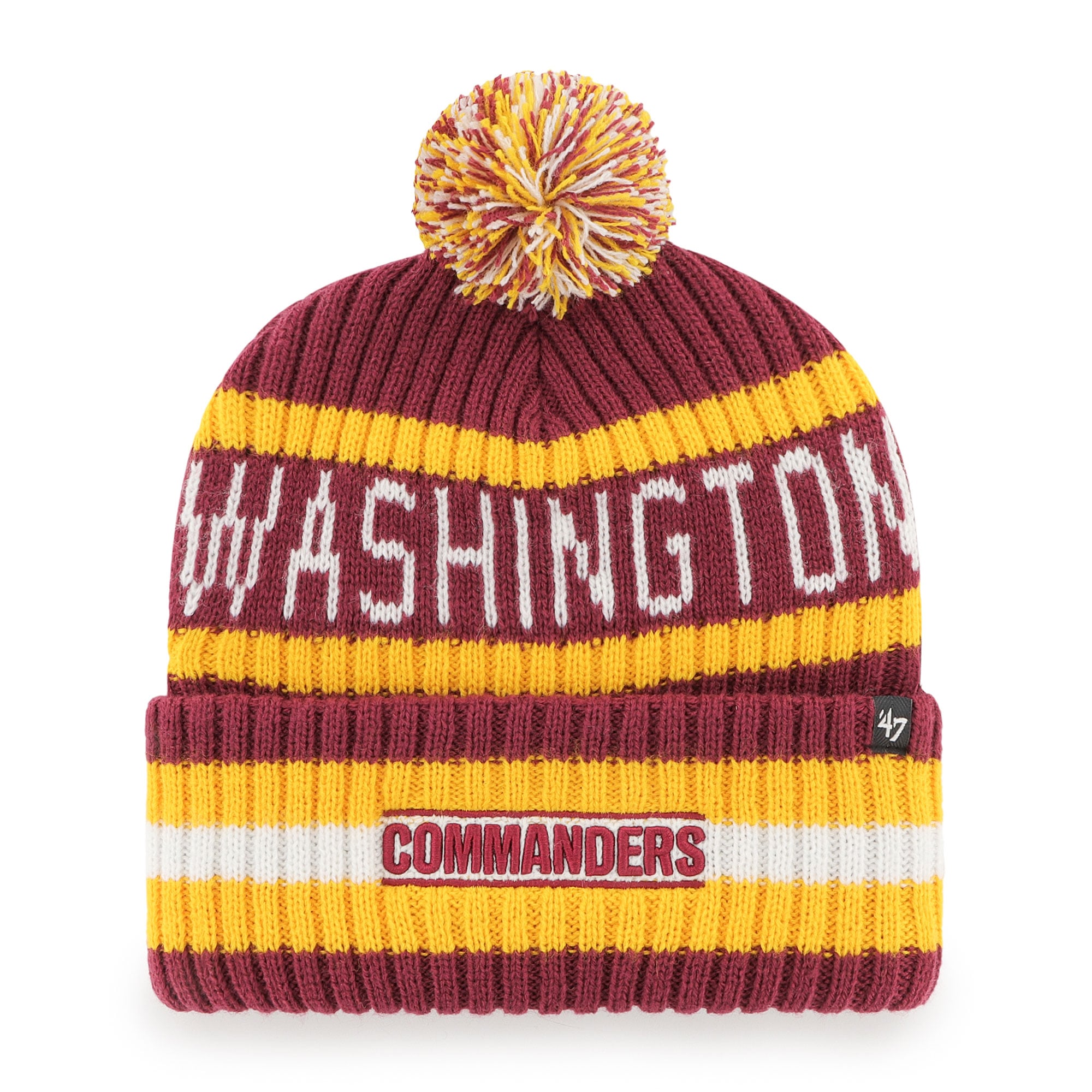 Bonnet en tricot à revers Washington Commanders Bering '47 bordeaux pour homme avec pompon