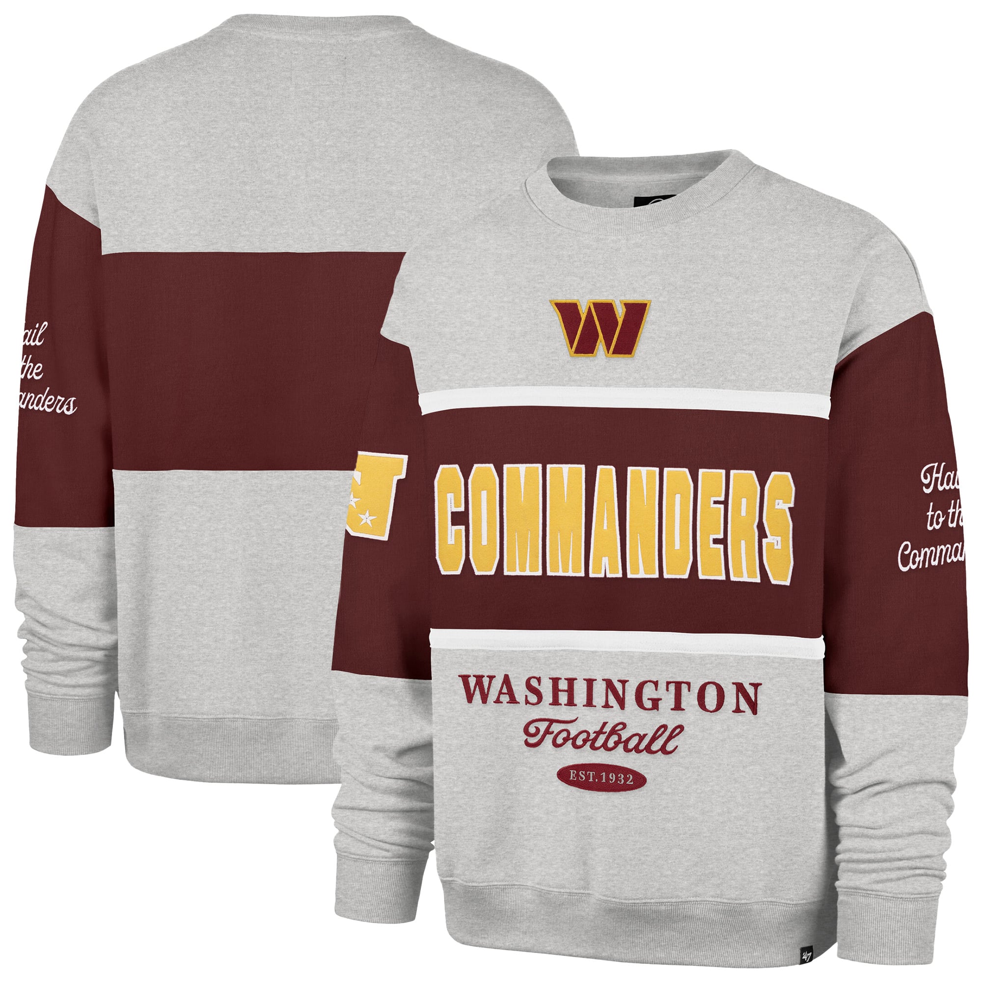 Sweat-shirt homme '47 bordeaux/gris chiné Washington Commanders Blockfield Maximaliste