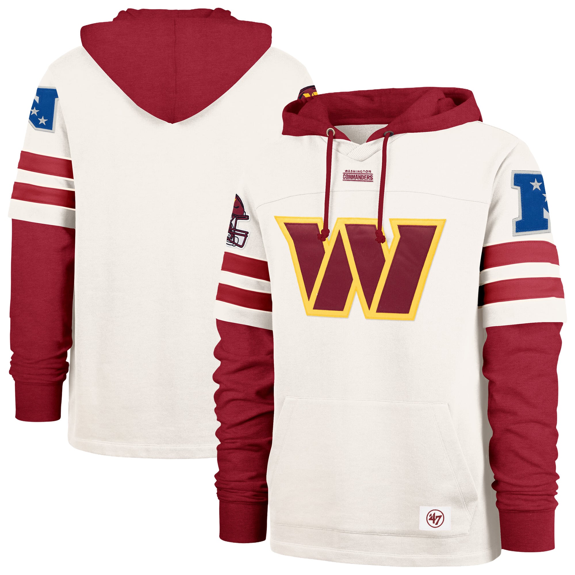 Sweat à capuche pour homme '47 Cream Washington Commanders Split Zone Cornerback Duo Lacer