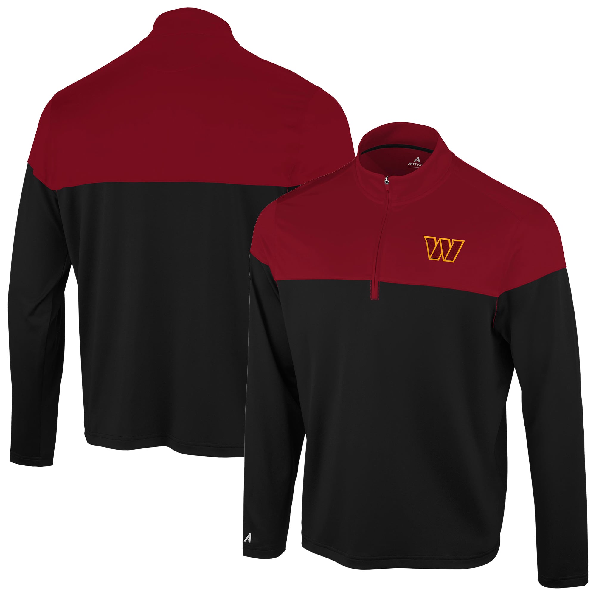 Pull à col zippé Antigua Washington Commanders Hinder noir/bordeaux pour homme