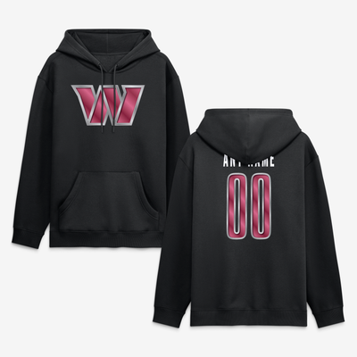 Washington Commanders Big & Tall Metallic Mascot Personalized Name & Number Hoodie - Black