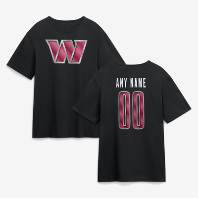 Washington Commanders  Metallic Mascot Personalized Name & Number T-Shirt - Black