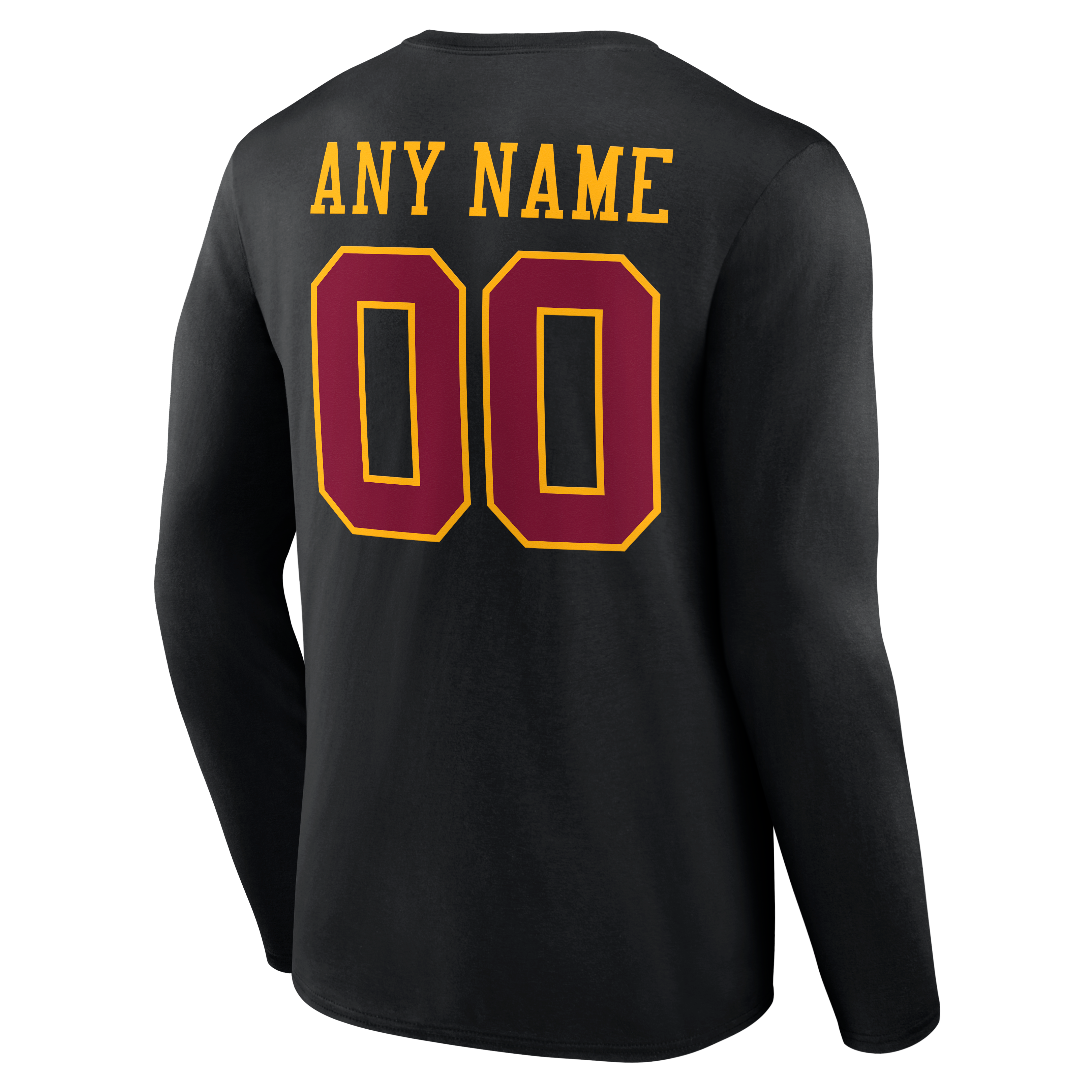 T-shirt à manches longues authentique et personnalisé avec nom numéro de l'équipe des Washington Commanders, noir, pour homme