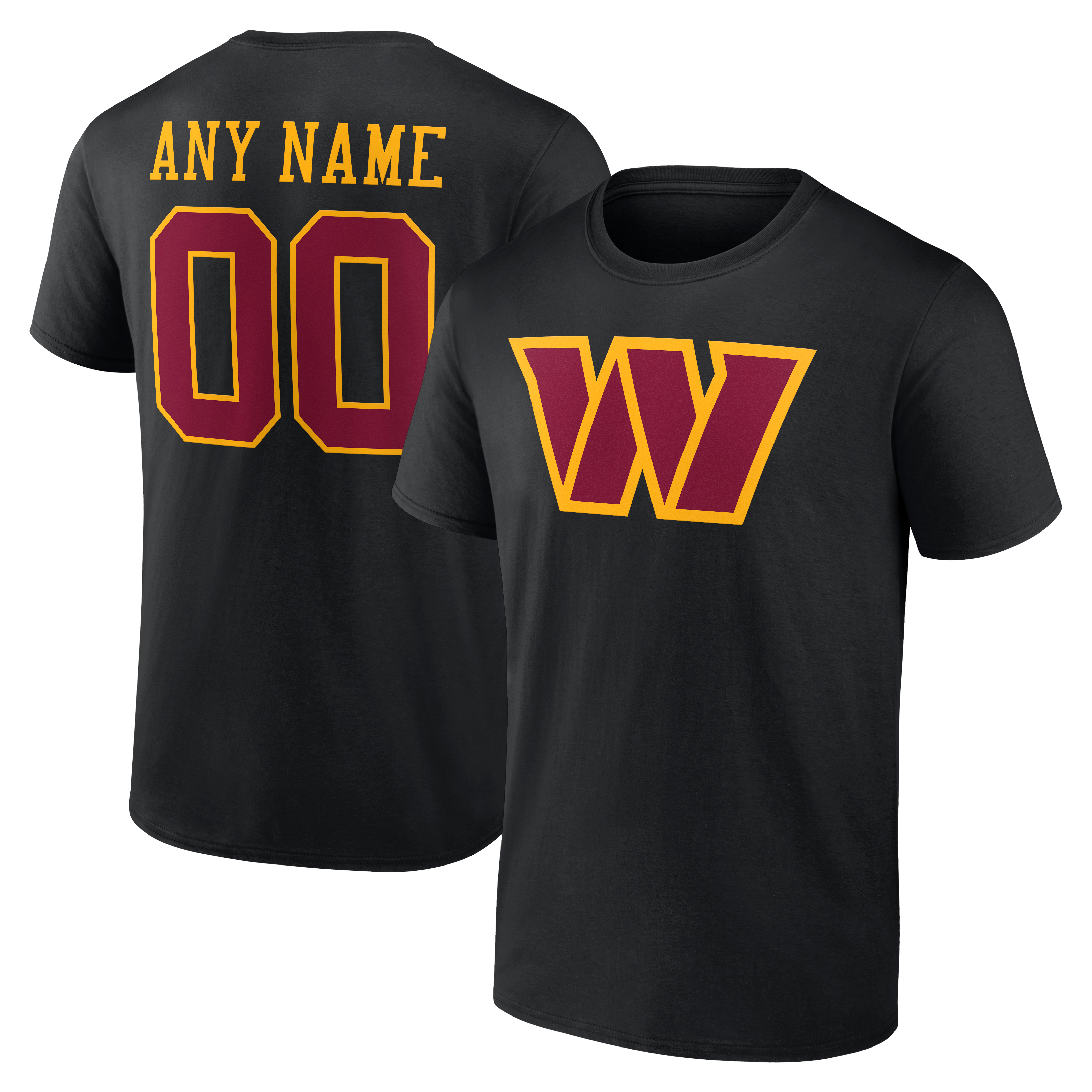 T-shirt authentique personnalisé avec nom et numéro de l'équipe des Washington Commanders pour hommes, noir