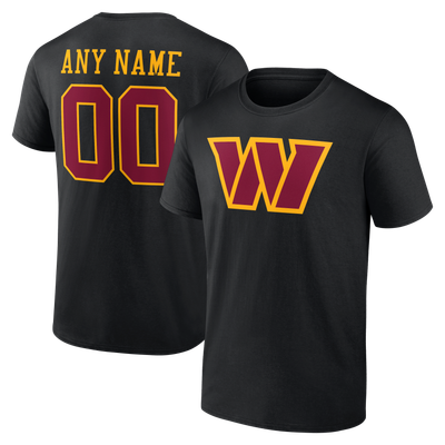 T-shirt authentique personnalisé avec nom et numéro de l'équipe des Washington Commanders - Noir