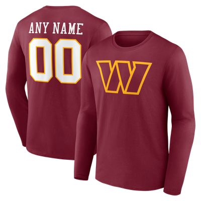 Washington Commanders  Team Authentic Personalized Name & Number Long Sleeve T-Shirt - Burgundy