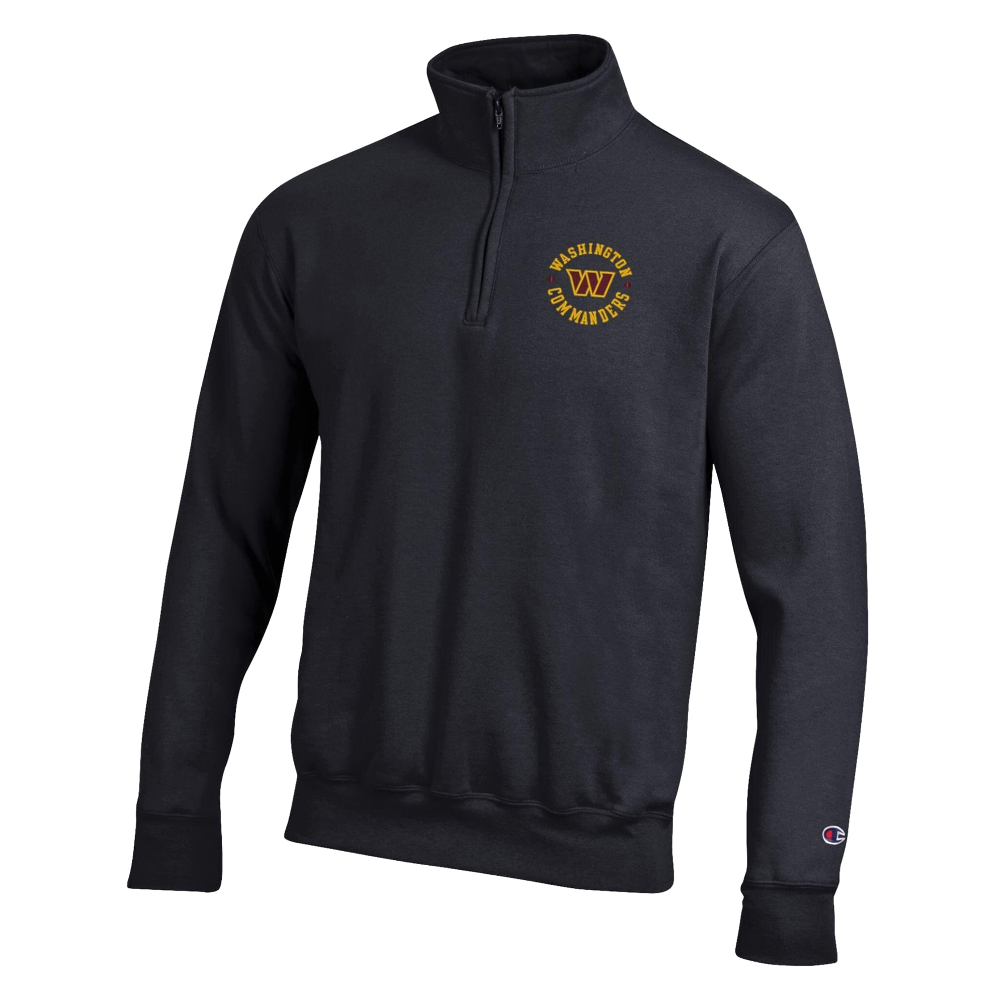 Men's Champion Black Washington Commanders Powerblend Quarter-Zip Pullover