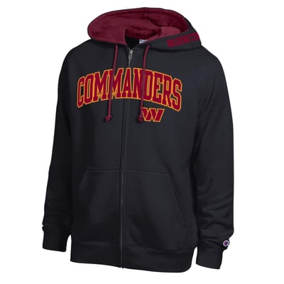  Washington Commanders Champion Full-Zip Hoodie -  Black/Burgundy