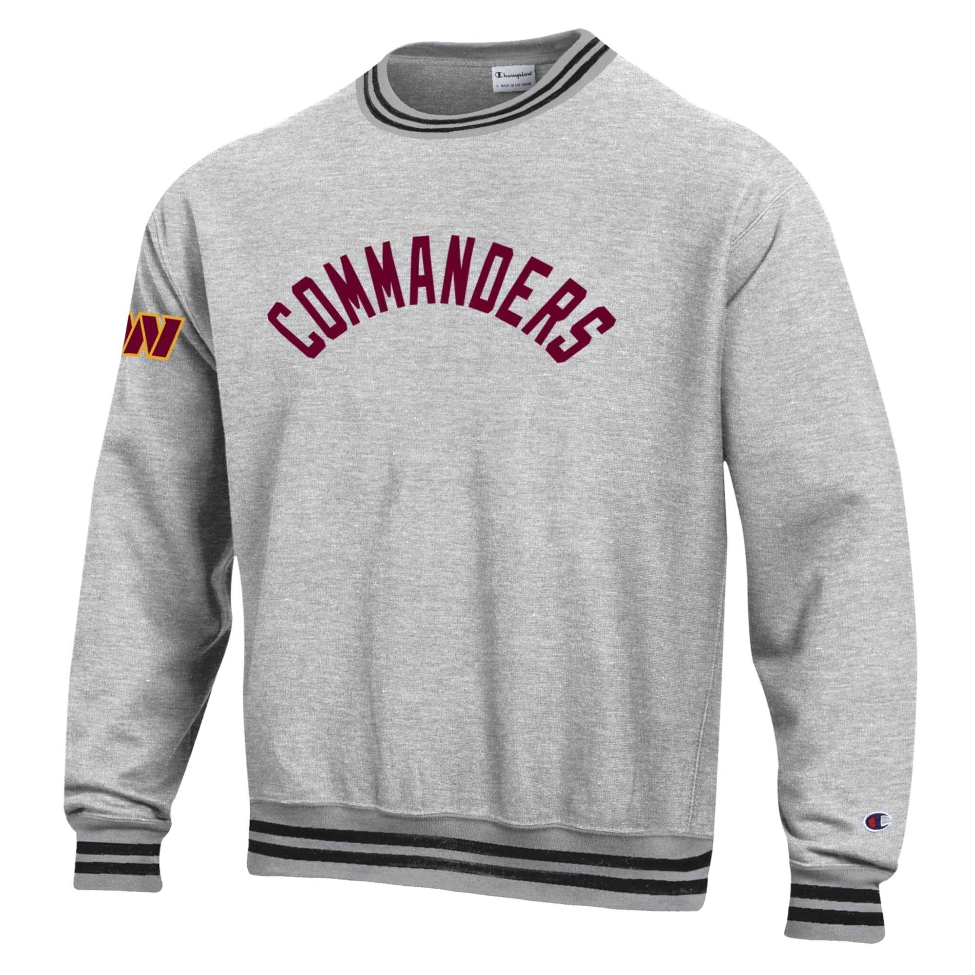 Men's Champion  Heather Gray/Black Washington Commanders Reverse Weave Yarn Dye Sweatshirt