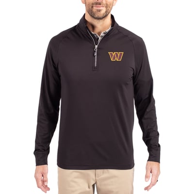 Washington Commanders Cutter & Buck Adapt Eco Stretch Quarter-Zip Pullover Jacket - Black