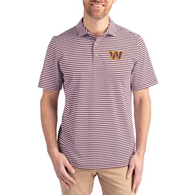 Washington Commanders Cutter & Buck Virtue Eco Pique Stripe Polo - Burgundy