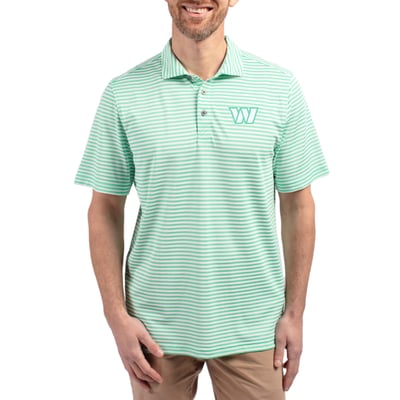 Washington Commanders Cutter & Buck Virtue Eco Pique Stripe Recycled Polo - Green