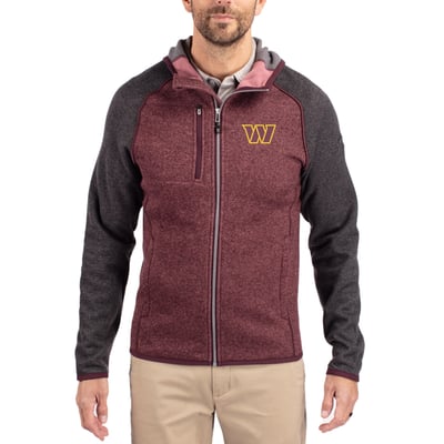 Washington Commanders Cutter & Buck  Mainsail Full-Zip Hooded Jacket - Heather Burgundy