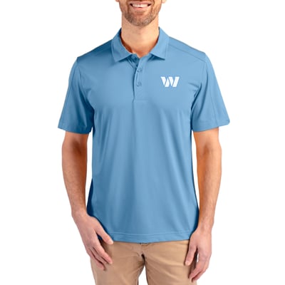  Washington Commanders Cutter & Buck Prospect Eco Textured Stretch Recycled Polo - Powder Blue