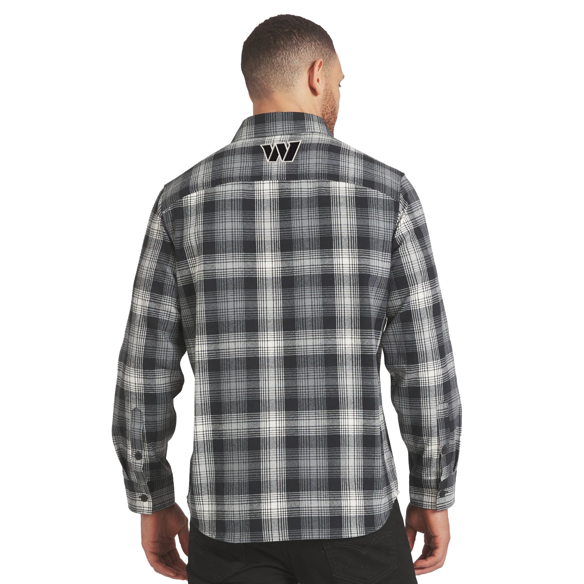 Men's Darius Rucker Collection by Fanatics Black Washington Commanders Flannel Plaid Long Sleeve Button Up Shirt