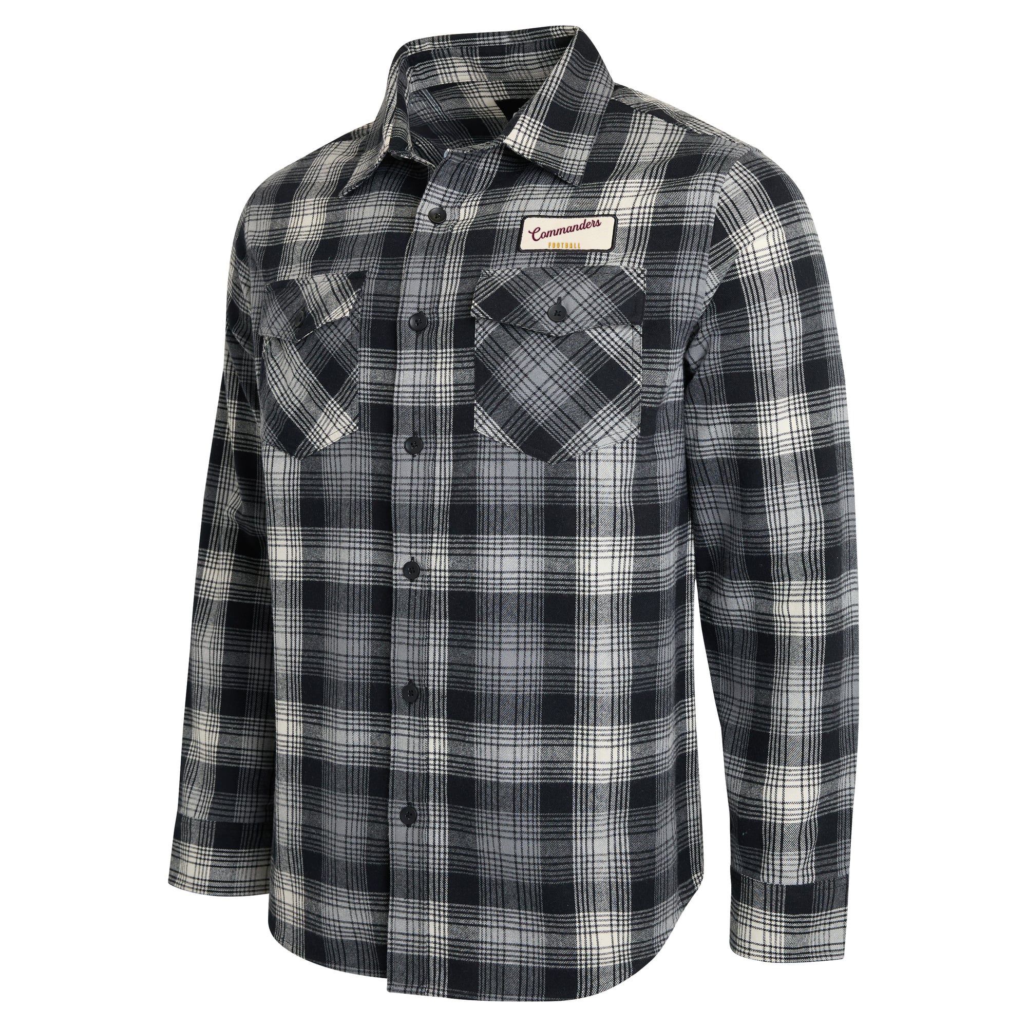 Men's Darius Rucker Collection by Fanatics Black Washington Commanders Flannel Plaid Long Sleeve Button Up Shirt