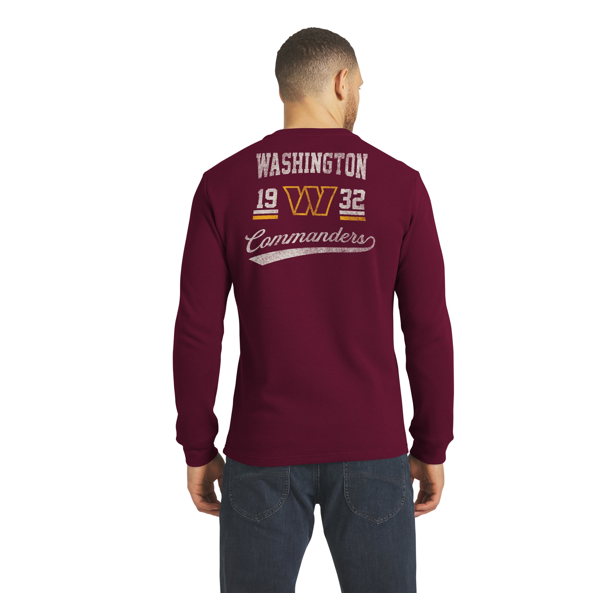 Men's Darius Rucker Collection by Fanatics  Burgundy Washington Commanders Waffle-Knit Henley Long Sleeve T-Shirt