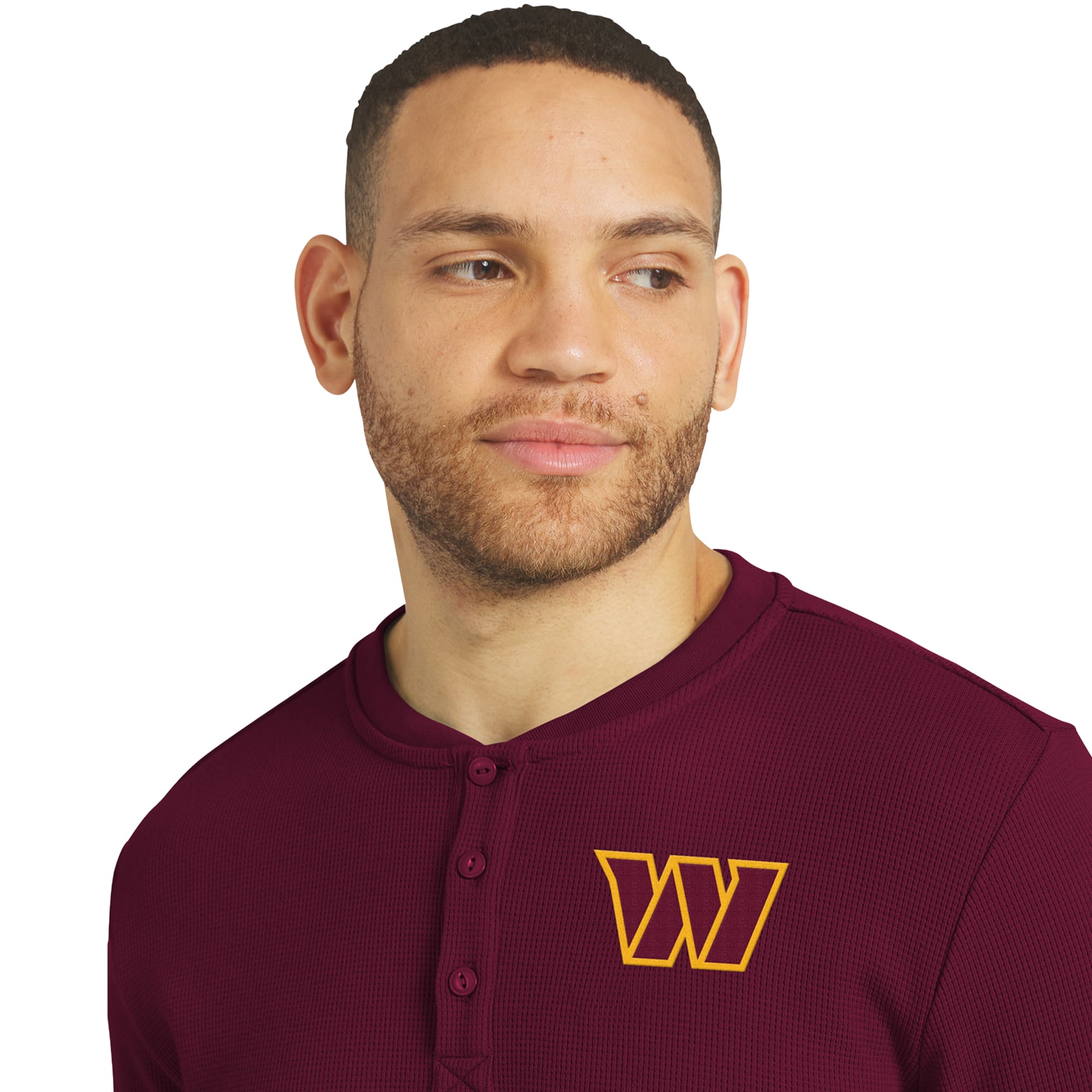 Men's Darius Rucker Collection by Fanatics  Burgundy Washington Commanders Waffle-Knit Henley Long Sleeve T-Shirt