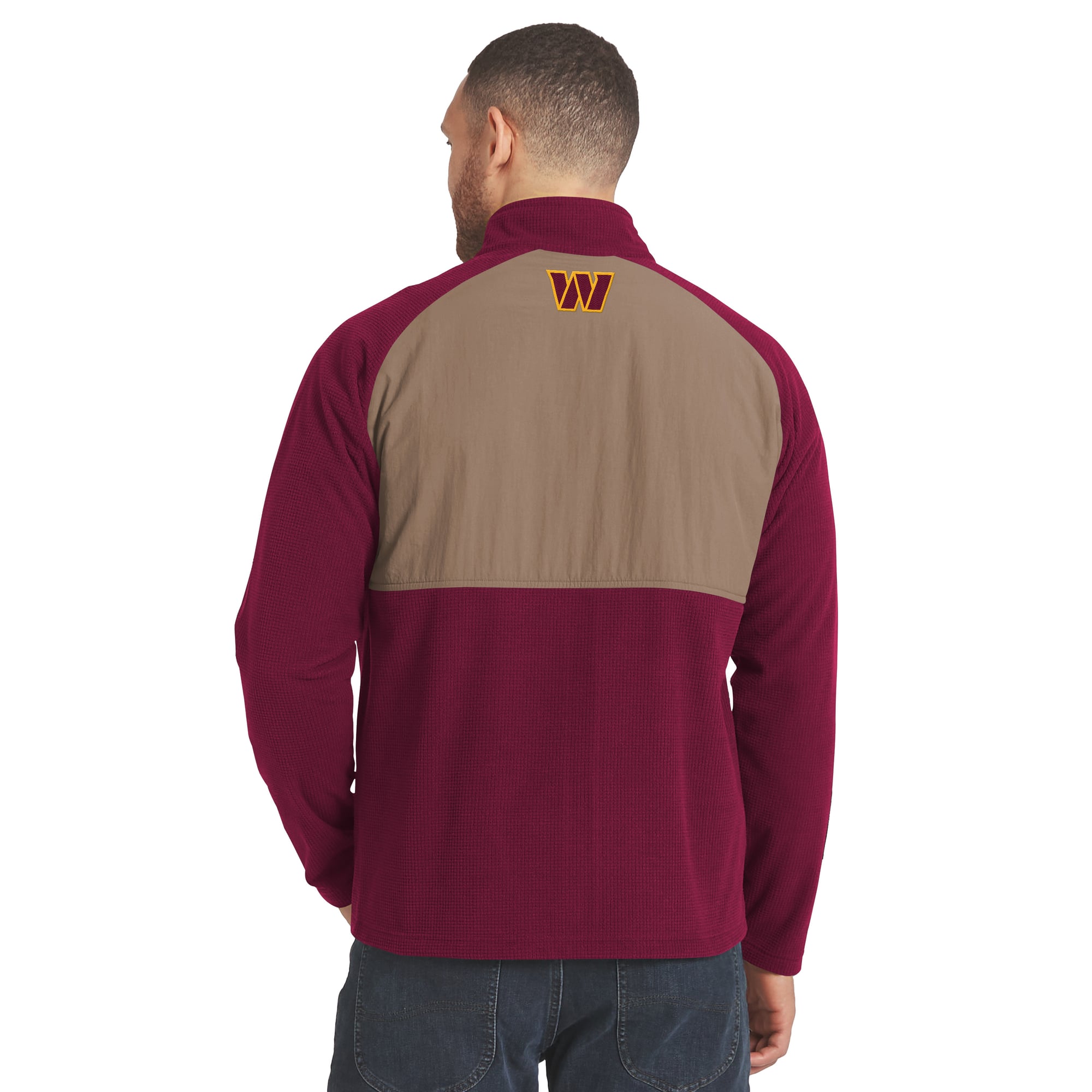 Veste raglan zippée intégrale Darius Rucker Collection pour homme par Fanatics, couleur bordeaux/beige, modèle Washington Commanders
