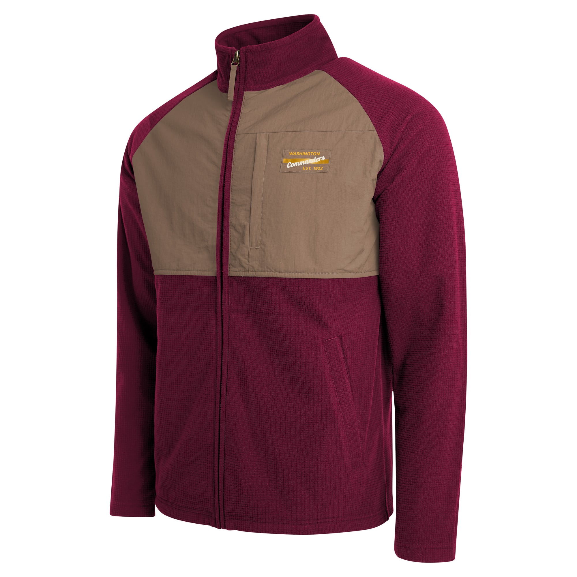 Veste raglan zippée intégrale Darius Rucker Collection pour homme par Fanatics, couleur bordeaux/beige, modèle Washington Commanders