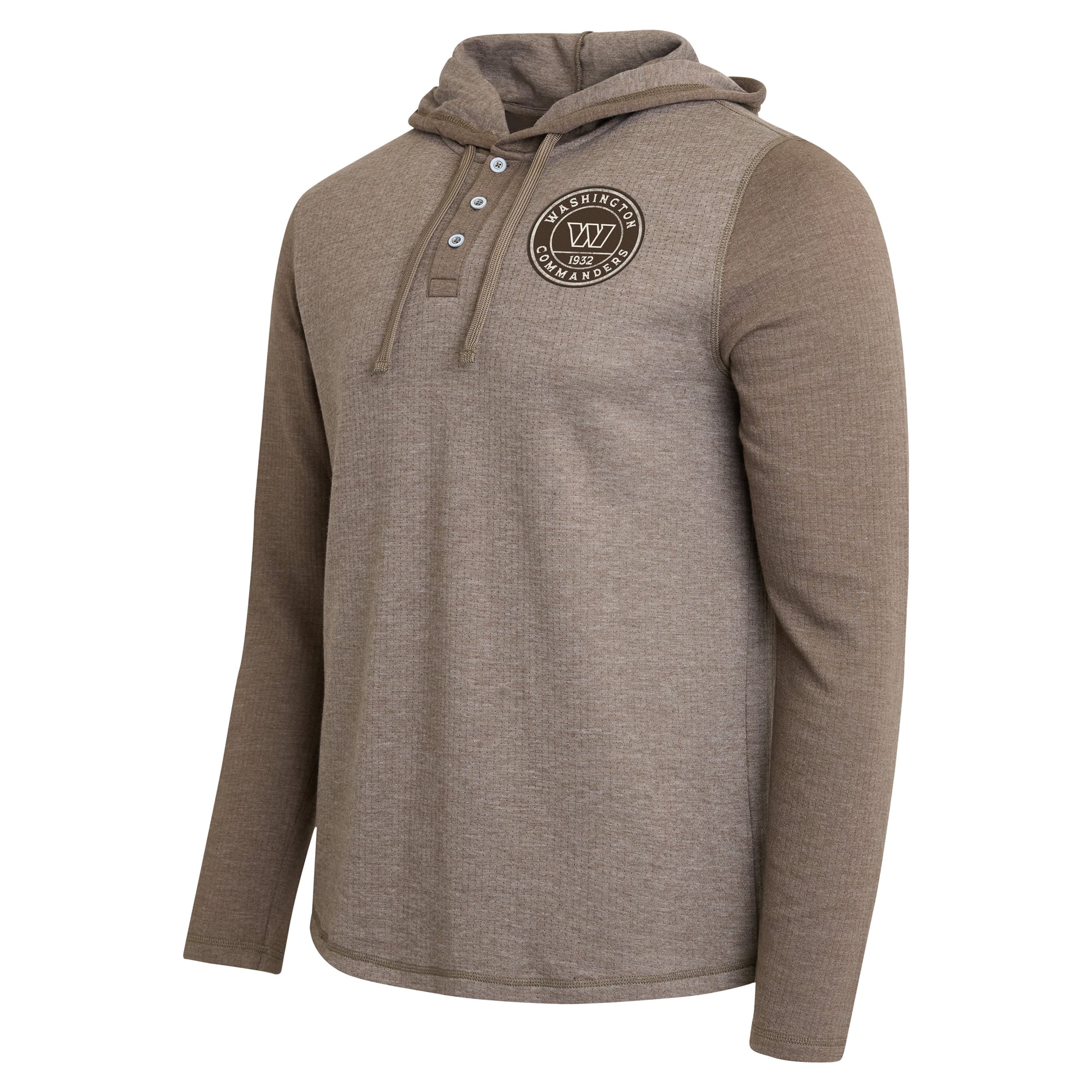 Men's Darius Rucker Collection by Fanatics Tan/Brown Washington Commanders Knit Hooded Henley Long Sleeve T-Shirt
