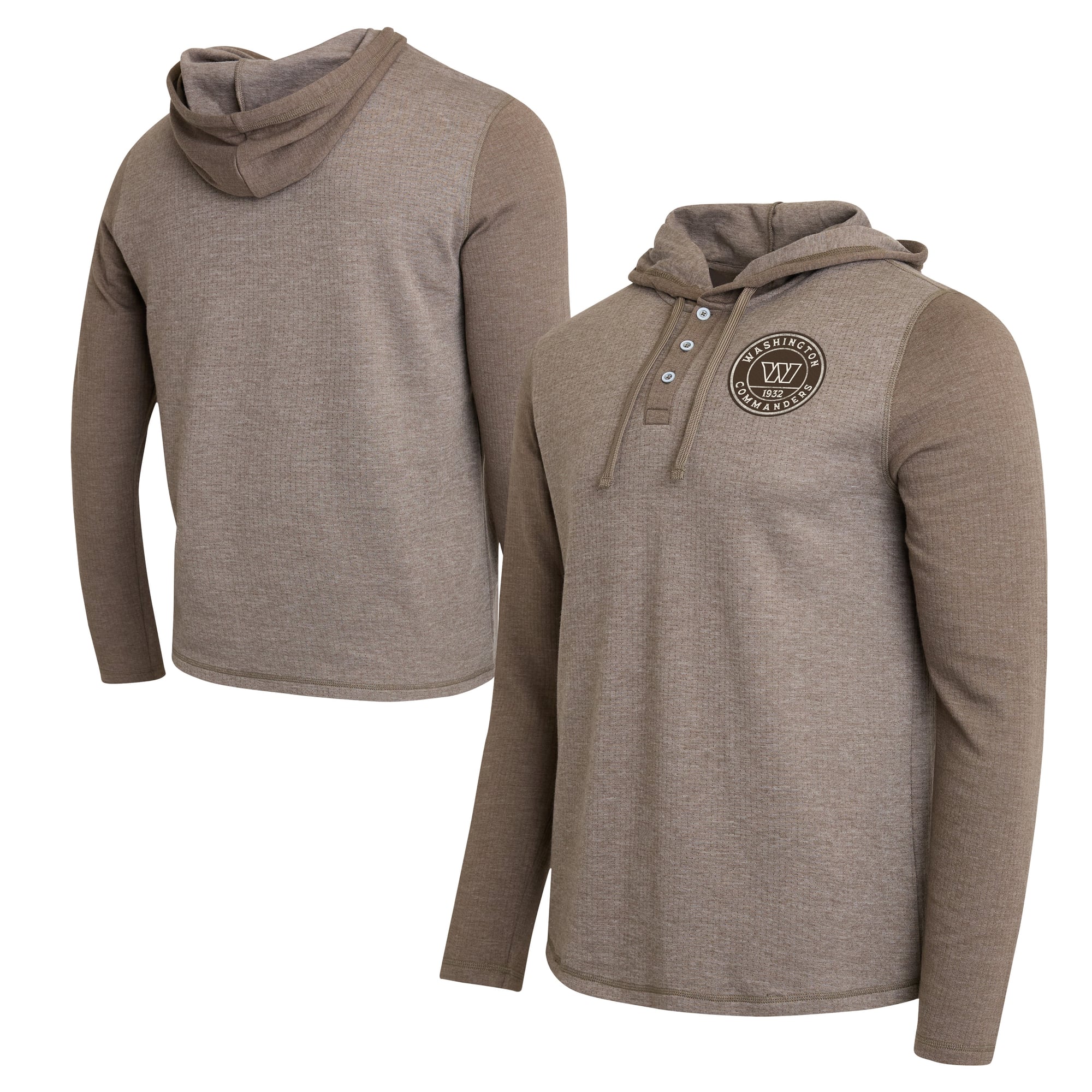 Men's Darius Rucker Collection by Fanatics Tan/Brown Washington Commanders Knit Hooded Henley Long Sleeve T-Shirt