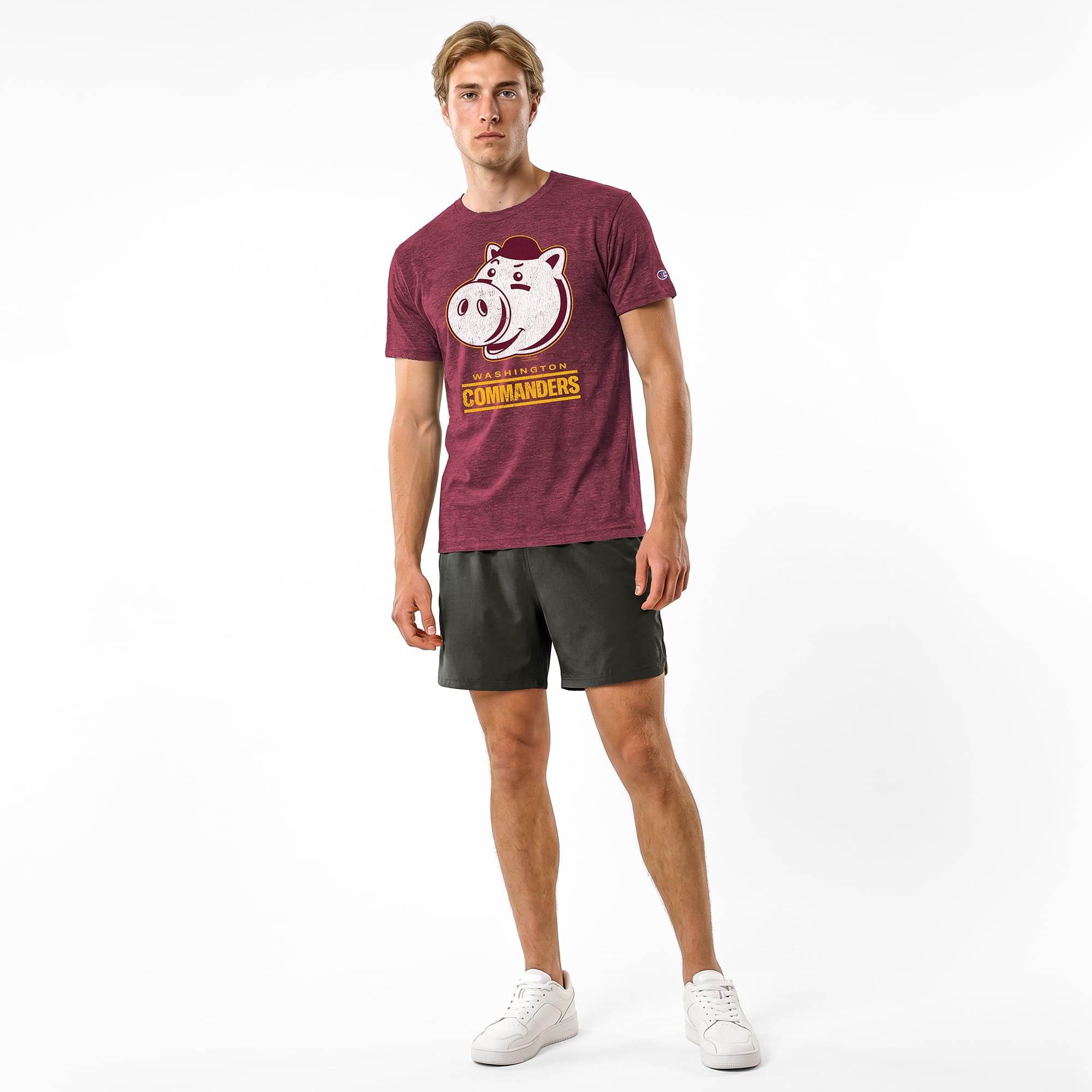 Men's Disney x Champion Burgundy Washington Commanders Hamm Tri-Blend T-Shirt