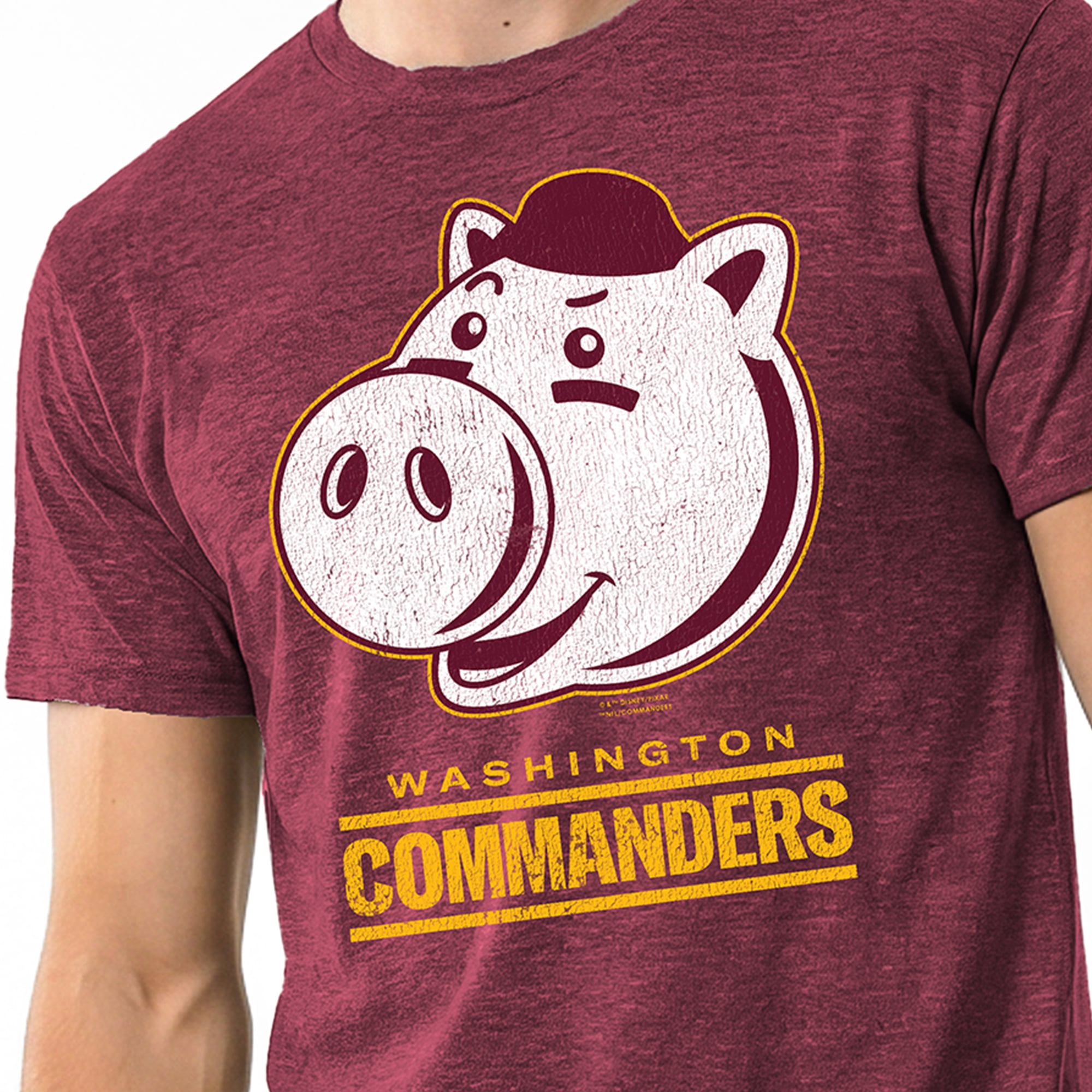 Men's Disney x Champion Burgundy Washington Commanders Hamm Tri-Blend T-Shirt