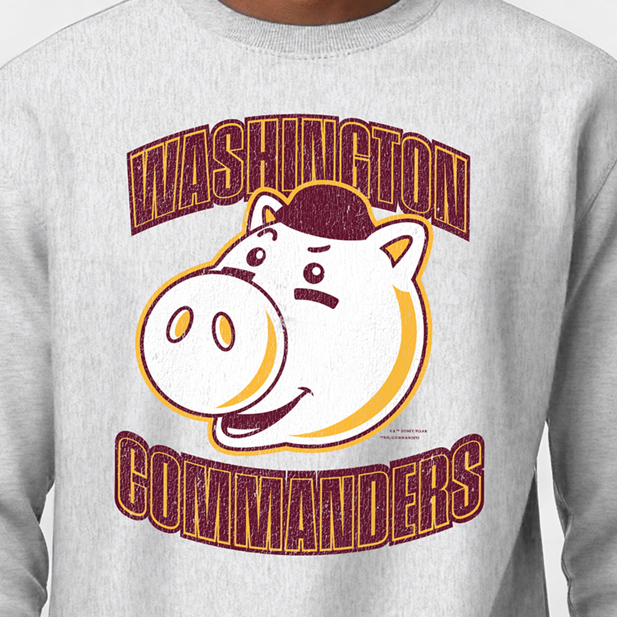 Sweat-shirt homme Disney x Champion gris chiné Washington Commanders Hamm Reverse Weave