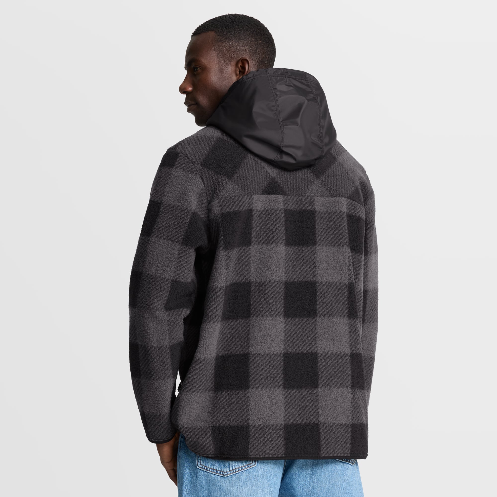 Men's Fanatics Black Washington Commanders Oversized Elements Plaid Polar Fleece Quarter-Zip Hoodie