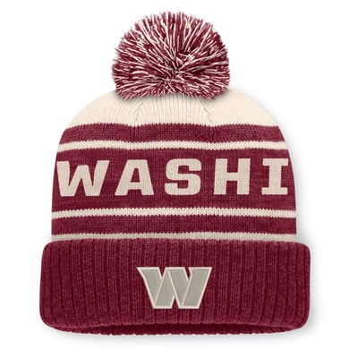 Washington Commanders Fanatics Men's Cuffed Knit Hat with Pom - Burgundy