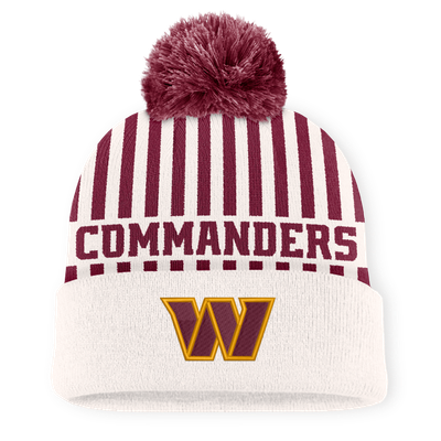 Washington Commanders Fanatics Streak Cuffed Knit Hat with Pom - Cream/Burgundy