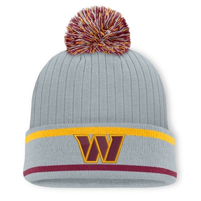 Washington Commanders Fanatics Fissure Cuffed Knit Hat with Pom - Gray