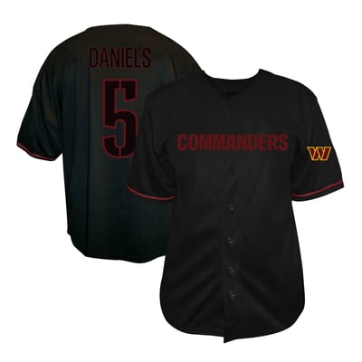 Jayden Daniels Washington Commanders Fanatics Big & Tall Button-Up Baseball Jersey - Black