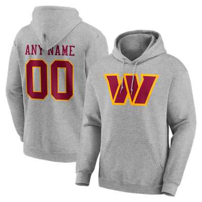 Washington Commanders Big & Tall Team Authentic Personalized Name & Number Hoodie - Gray