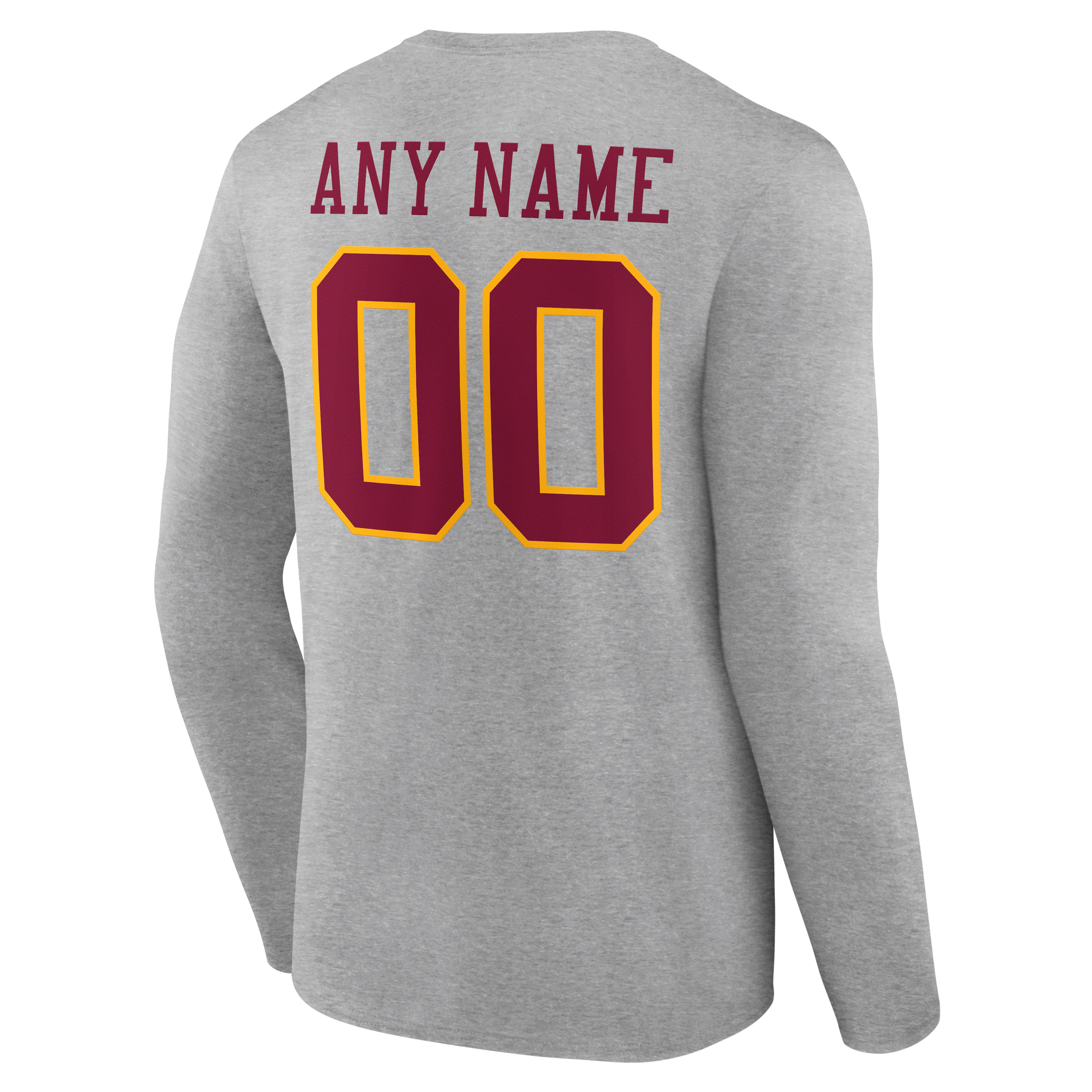 T-shirt à manches longues authentique et personnalisé avec nom numéro de l'équipe des Washington Commanders, gris, pour homme