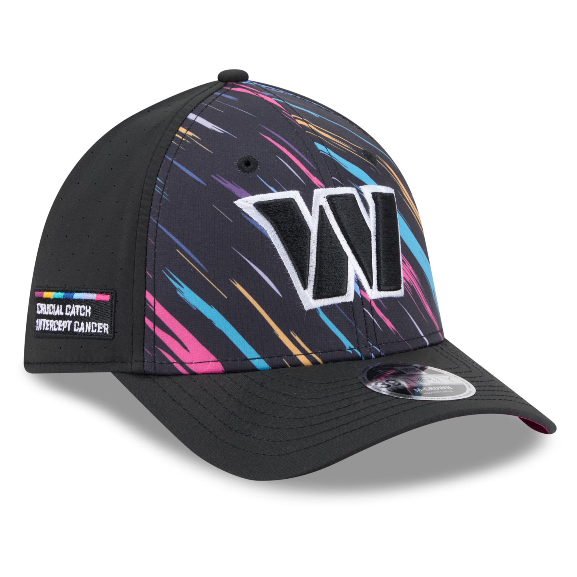 Casquette extensible New Era noire Washington Commanders 2026 NFL Crucial Catch 39THIRTY M-Crown pour homme