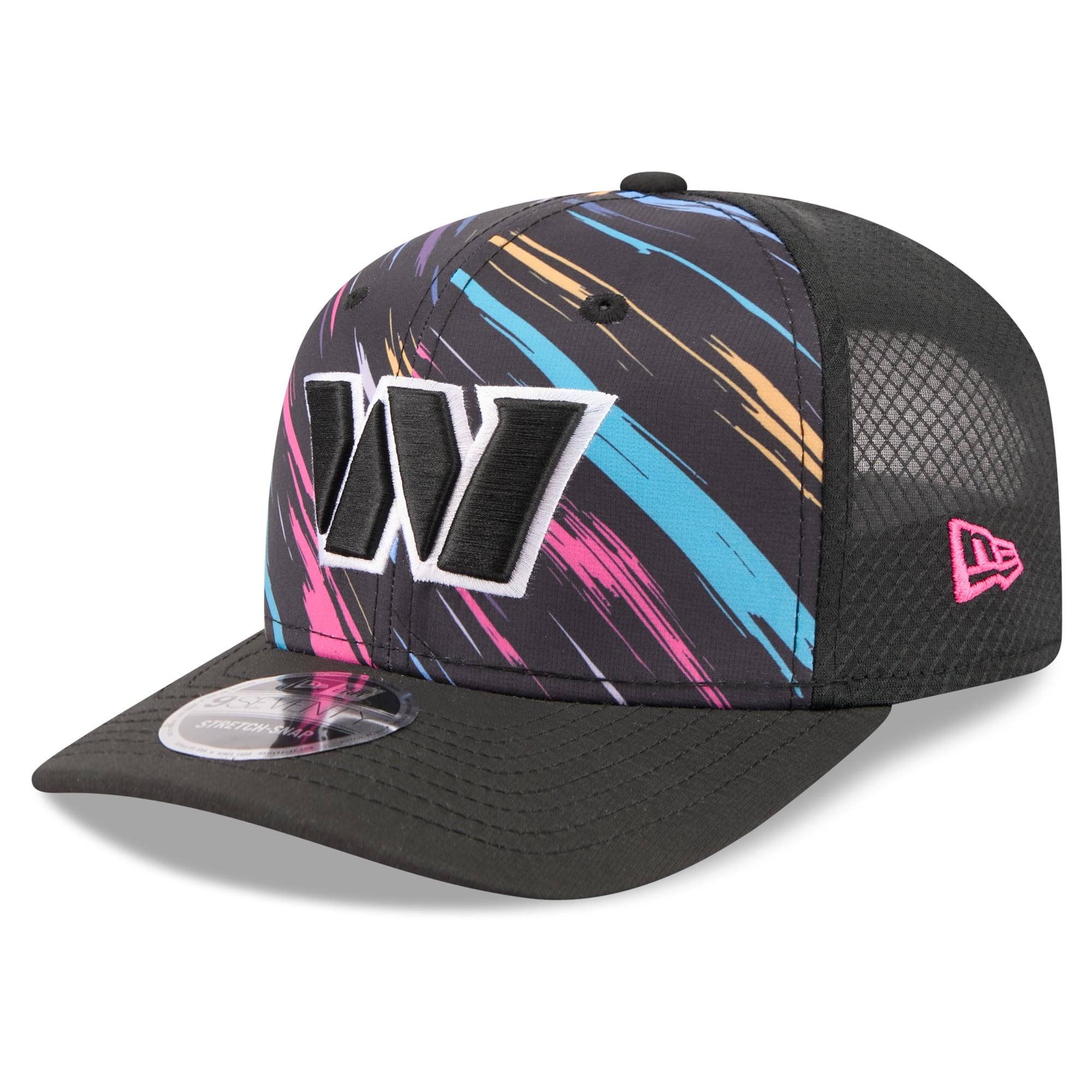 Men's New Era Black Washington Commanders 2026 NFL Crucial Catch 9SEVENTY Adjustable Trucker Hat