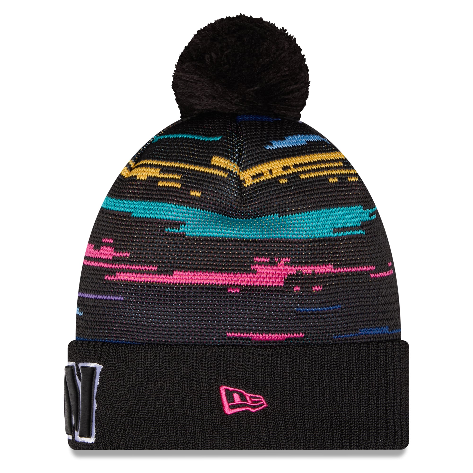 Men's New Era Black Washington Commanders 2026 NFL Crucial Catch Cuffed Knit Hat with Pom