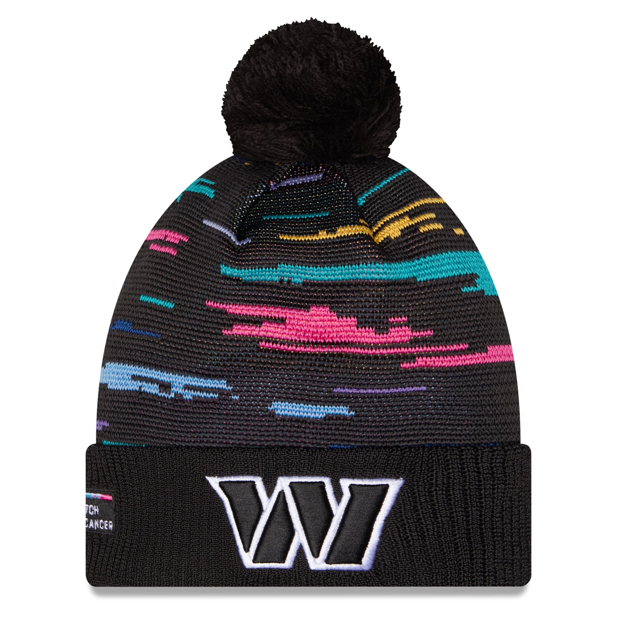 Men's New Era Black Washington Commanders 2026 NFL Crucial Catch Cuffed Knit Hat with Pom