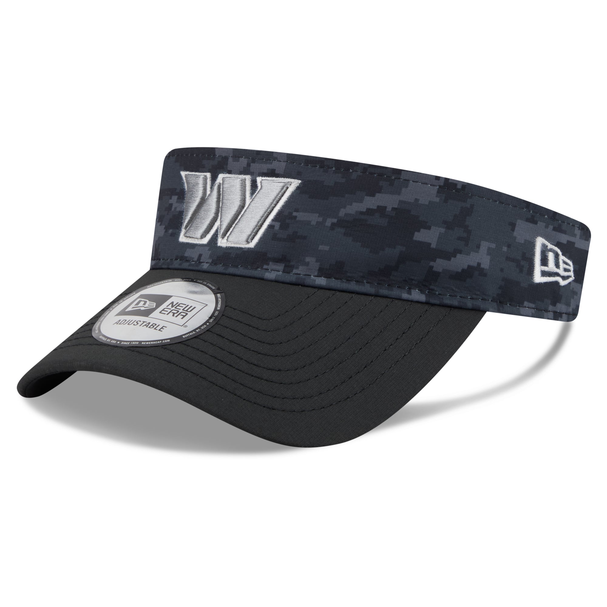 Casquette New Era noire pour homme, modèle Washington Commanders 2026 Salute To Service, visière ajustable