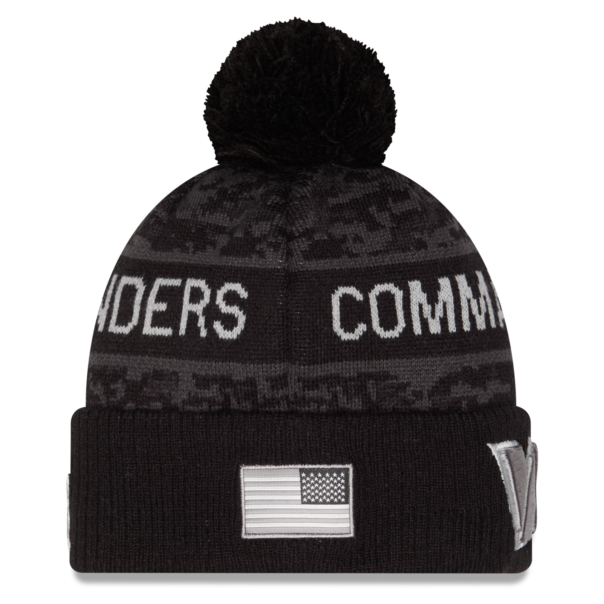 Bonnet à revers New Era noir pour homme, Washington Commanders 2026 Salute To Service, avec pompon