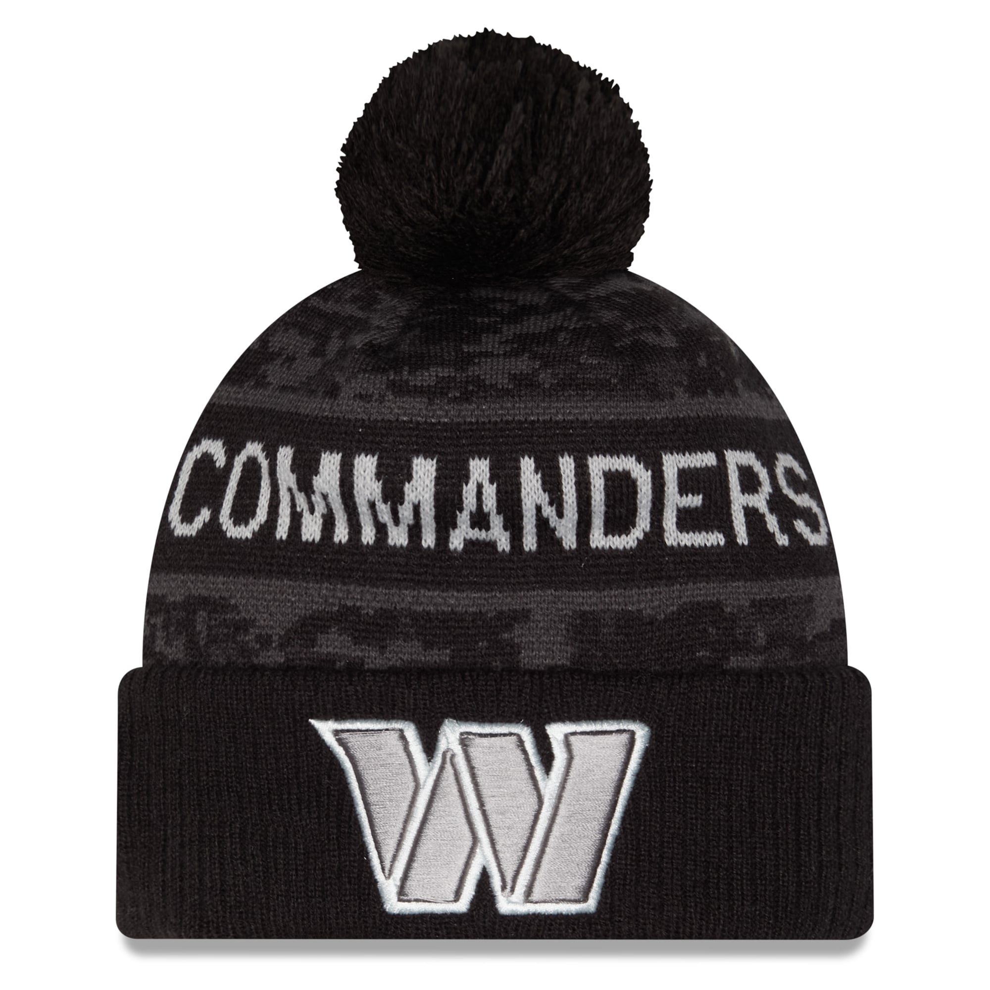 Bonnet à revers New Era noir pour homme, Washington Commanders 2026 Salute To Service, avec pompon