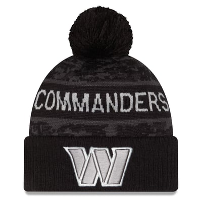 Washington Commanders New Era 2026 Salute To Service Cuffed Knit Hat with Pom - Black